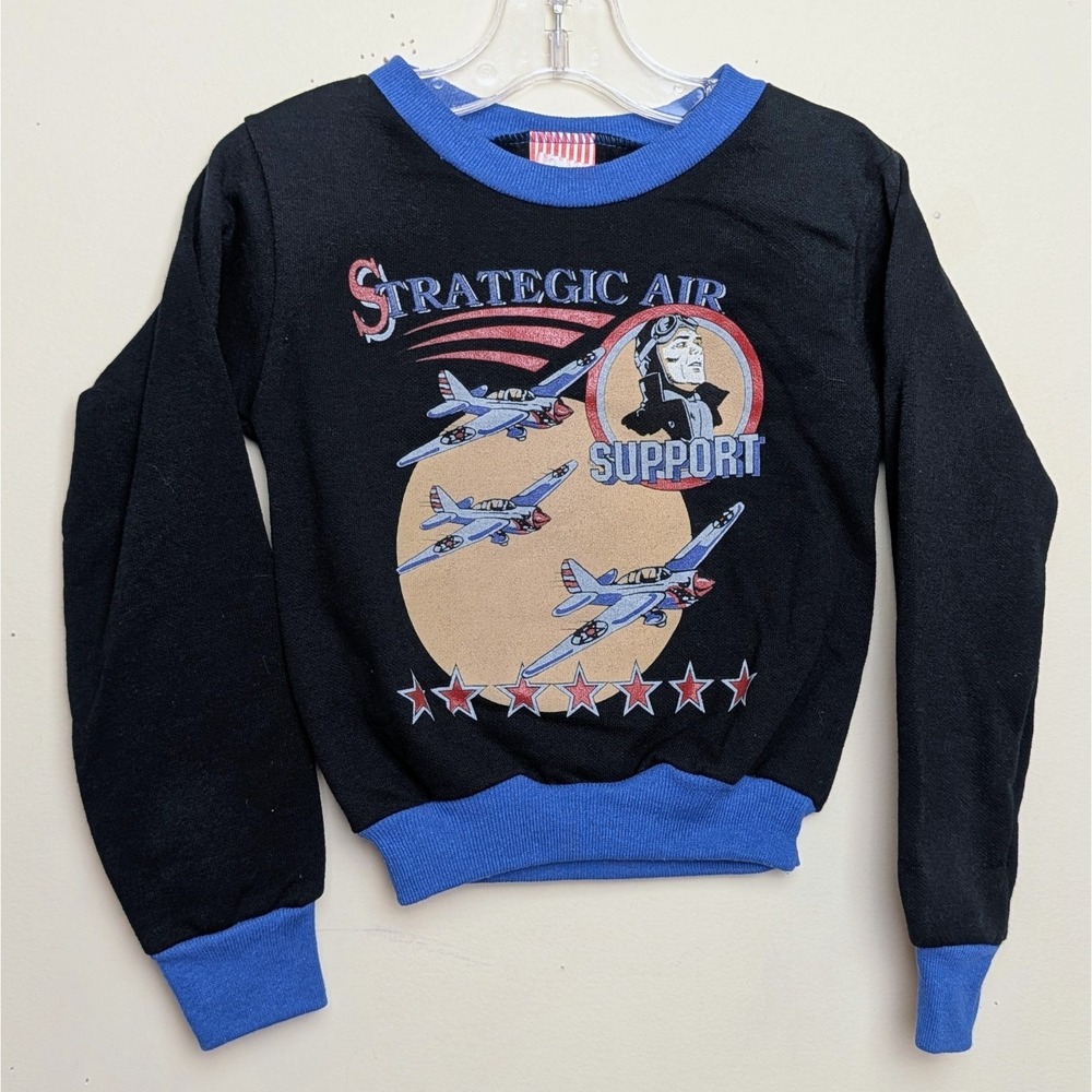 Vintage Airplane Aviation Strategic Air Support 90s Sweatshirt‎ Youth Size 5